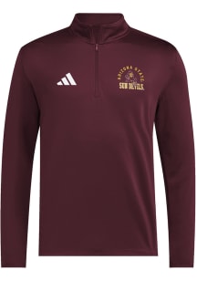 Adidas Arizona State Sun Devils Mens Maroon 3 Stripe Strategy Long Sleeve Qtr Zip Pullover