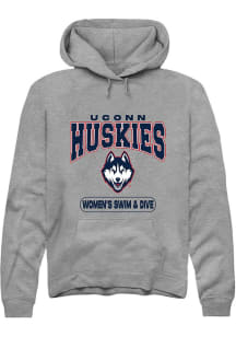 Summit Sportswear UConn Huskies Mens Graphite Women's Swim & Dive Long Sleeve Hoodie