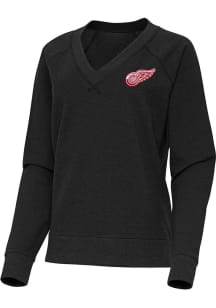 Antigua Detroit Red Wings Womens Black Varsity Crew Sweatshirt