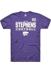 Justin Stephens K-State Wildcats Purple Football NIL Stacked Box Short Sleeve Player T Shirt