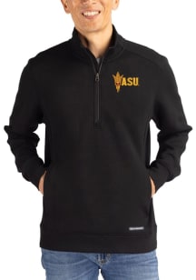 Cutter and Buck Arizona State Sun Devils Mens Black Roam Long Sleeve Qtr Zip Pullover