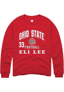 Eli Lee Ohio State Buckeyes Mens Red Football NIL Arch Logo Player Crew