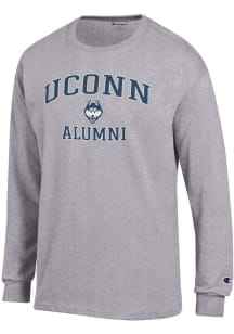 Champion UConn Huskies Grey Logo Alumni Jersey Long Sleeve T Shirt
