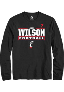 Logan Wilson Cincinnati Bearcats Black Football NIL Stacked Box Long Sleeve Player T Shirt