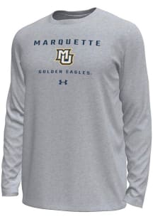 Under Armour Marquette Golden Eagles Grey Straight Name Tech Stretch Long Sleeve T-Shirt