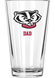 Wisconsin Badgers Dad 16 oz Pint Glass - White