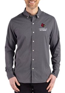 Cutter and Buck Louisville Cardinals Mens Black Alumni Skyline Long Sleeve Dress Shirt
