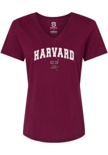 Summit Sportswear Harvard Crimson Womens Maroon Rhinestone Short Sleeve T-Shirt