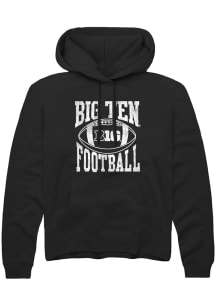 Rally Big Ten Mens Black Football Arch Long Sleeve Hoodie