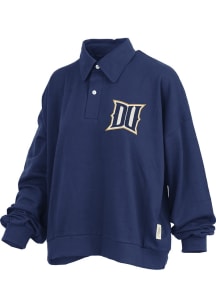 Pressbox Drexel Dragons Womens Navy Blue Martha Long Sleeve Polo Shirt