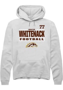 Hunter Whitenack Western Michigan Broncos Mens White Football NIL Stacked Box Player Hood