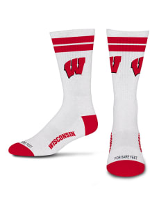 Wisconsin Badgers White Stripe Mens Crew Socks