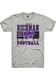 Maguire Richman K-State Wildcats Ash Football NIL Striped Short Sleeve Player T Shirt