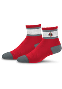 Ohio State Buckeyes Stripe Embroidered Fuzzy Womens Quarter Socks