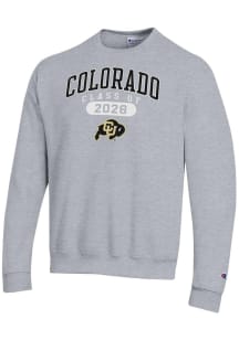 Champion Colorado Buffaloes Mens Grey Class of 2028 Powerblend Long Sleeve Crew Sweatshirt