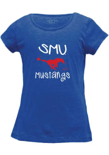SMU Mustangs Girls Blue Charlotte Short Sleeve Fashion T-Shirt