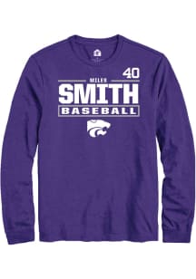 Miles Smith  K-State Wildcats Purple Rally NIL Stacked Box Long Sleeve T Shirt