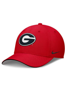 Nike Georgia Bulldogs Mens Red Coaches Dri-Fit Rise Swooshflex Flex Hat