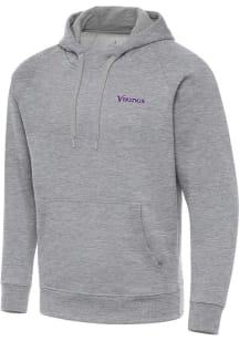 Antigua Minnesota Vikings Mens Grey Wordmark Victory Long Sleeve Hoodie
