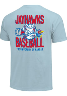 Kansas Jayhawks Light Blue Angry Baseball Short Sleeve T Shirt