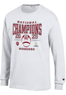 Champion Indiana Hoosiers White 2025 College Football Champions Jersey Long Sleeve T Shirt
