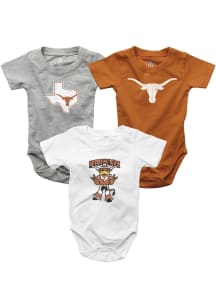 Wes and Willy Texas Longhorns Baby Burnt Orange 3pk Set One Piece