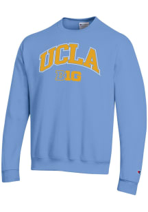 Champion UCLA Bruins Mens Light Blue Arched Name Long Sleeve Crew Sweatshirt