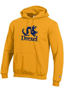 Champion Drexel Dragons Mens Gold Versa Twill Academic Dragon Long Sleeve Hoodie
