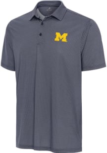 Antigua Michigan Wolverines Mens Blue Trickle Short Sleeve Polo