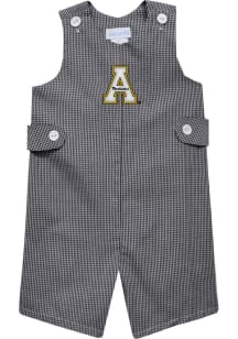 Vive La Fete Appalachian State Mountaineers Baby Black Gingham Overalls