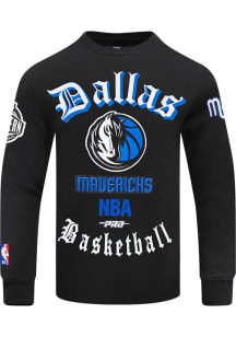 Pro Standard Dallas Mavericks Mens Black Old English Mash Up Long Sleeve Fashion Sweatshirt
