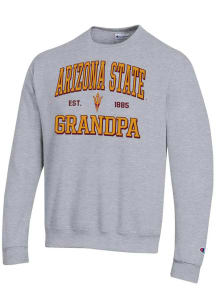 Champion Arizona State Sun Devils Mens Grey Est. Date Grandpa Powerblend Long Sleeve Crew Sweatshi..