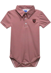 Vive La Fete Harvard Crimson Baby Crimson Pencil Stripe Short Sleeve One Piece Polo