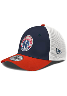 New Era Washington Wizards Mens Navy Blue Team logo Neo 39THIRTY Flex Hat