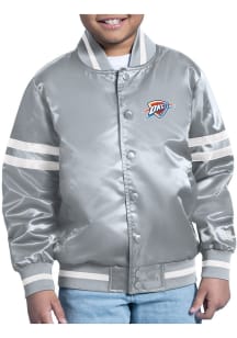 Starter Oklahoma City Thunder Youth Grey Comic Satin Medium Weight Jacket