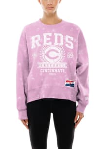 New Era Cincinnati Reds Womens Pink Throwback Boxy Crew Sweatshirt