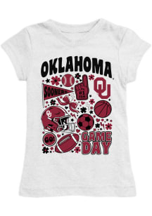 Vive La Fete Oklahoma Sooners Girls White Lexie Short Sleeve Tee
