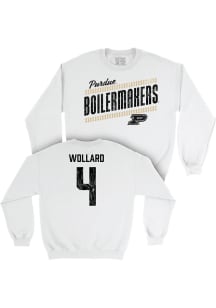 Kenna Wollard  Campus Ink Purdue Boilermakers Youth White NIL Slant Long Sleeve Crew Sweatshirt
