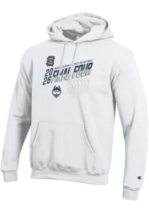Champion UConn Huskies Mens White MBB Final Four 2026 Powerblend Long Sleeve Hoodie