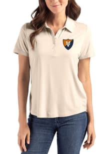 Cutter and Buck Illinois Fighting Illini Womens Oatmeal Vault Coastline Eco Short Sleeve Polo Shir..