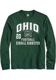 Kendall Bannister Ohio Bobcats Green Football NIL Arch Logo Long Sleeve Player T Shirt