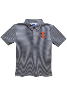 Vive La Fete Illinois Fighting Illini Toddler Navy Blue Pencil Stripe Short Sleeve Polo Shirt