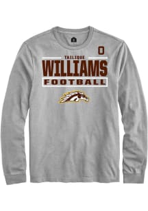 Tailique Williams Western Michigan Broncos Grey Football NIL Stacked Box Long Sleeve Player T Shir..