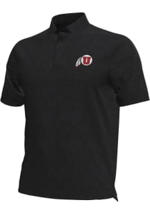 Under Armour Utah Utes Mens Black Heather Short Sleeve Polo