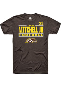 Carlos Mitchell Jr Western Michigan Broncos Brown Football NIL Stacked Box Short Sleeve Player T S..