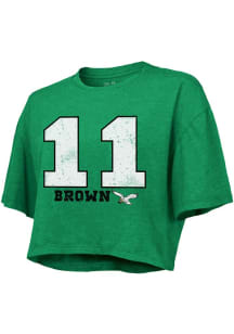 AJ Brown Philadelphia Eagles Womens Kelly Green Boxy Crop Player T-Shirt