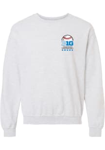 Something Inked Big Ten Mens Ash 2026 Big Ten Baseball Tournament Stadium Long Sleeve Crew Sweatsh..