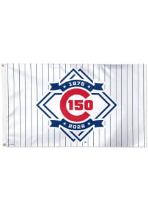 Chicago Cubs 150th Anniversary Silk Screen Grommet Flag - White