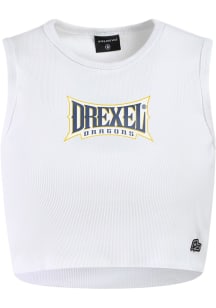 Hype and Vice Drexel Dragons Womens White Cut Off Tank Top