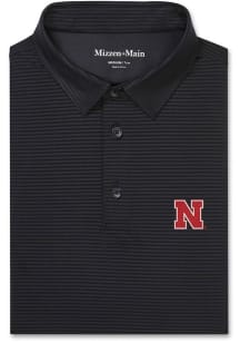 Mizzen+Main Nebraska Cornhuskers Mens Black Copa Short Sleeve Fashion Polo